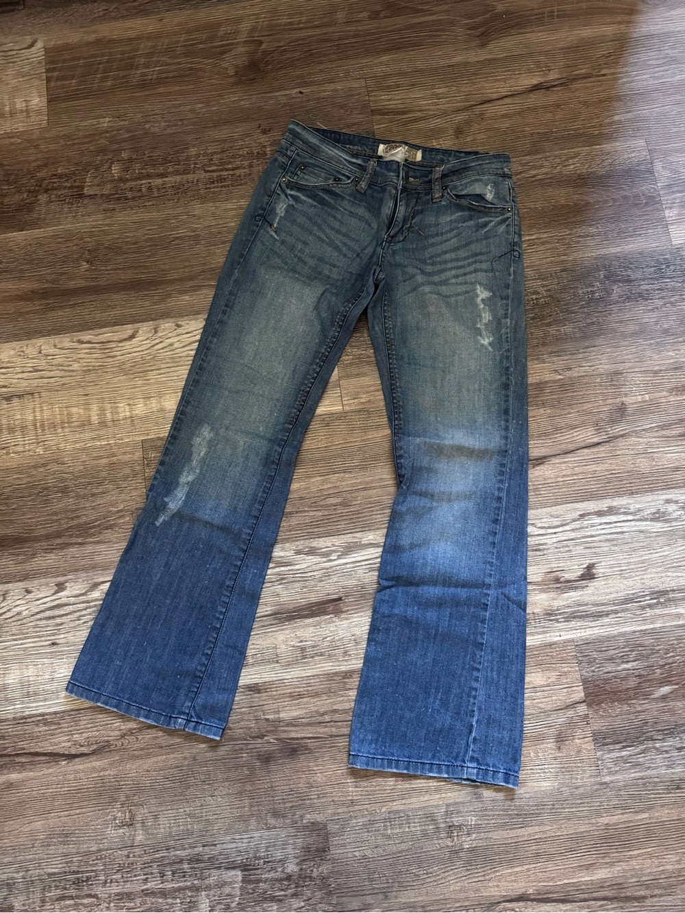 209 Vintage Blue Bootcut  Jeans with Subtle Distressing Size 4
